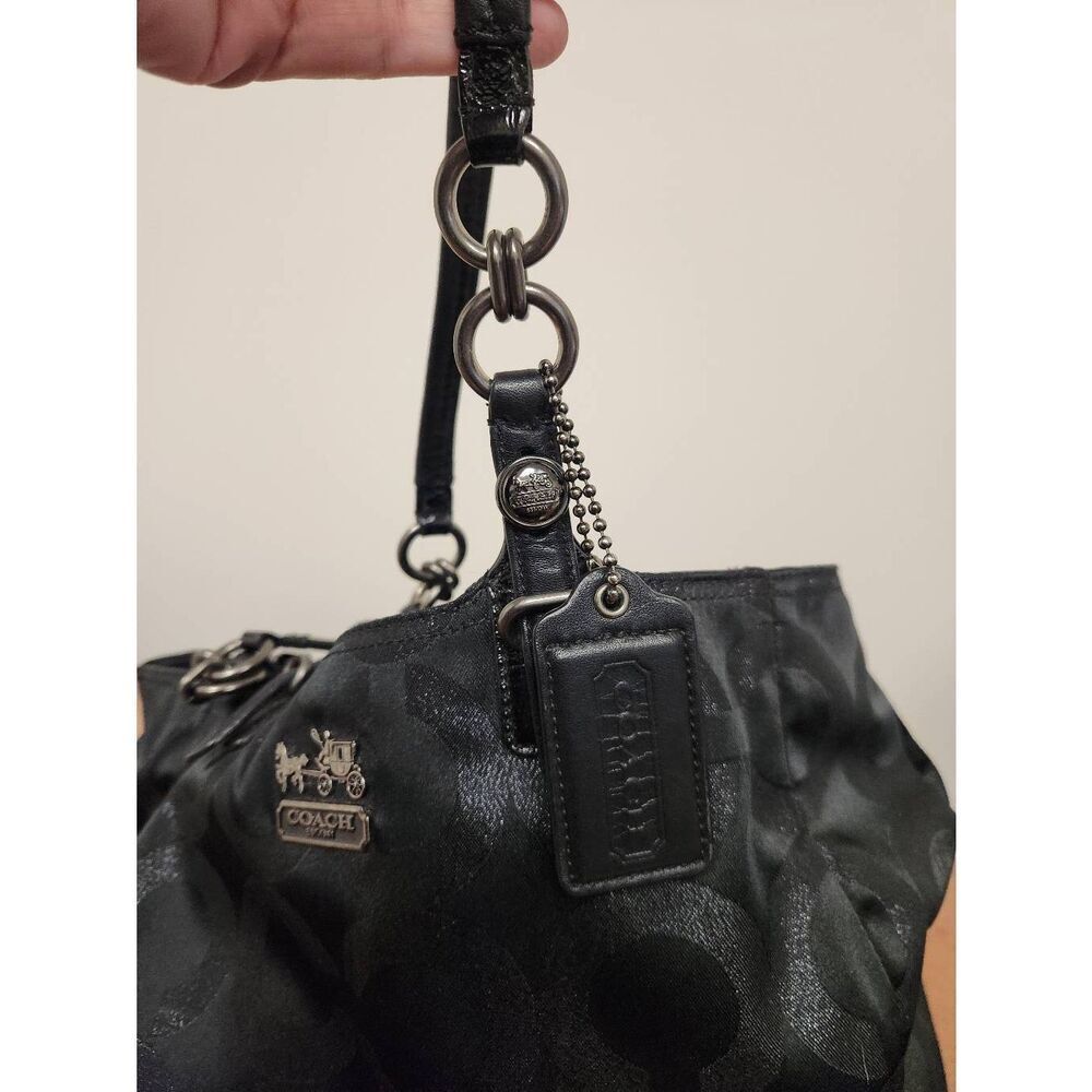 Coach Mia Op Art Lurex Black Canvas Tote 15746 - Picture 4 of 13